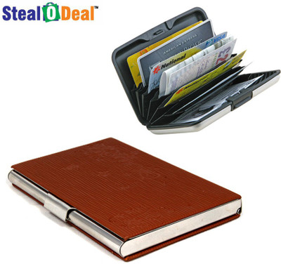 

Stealodeal Brown Textured Design Steel With Aluminium Plastic 15 Card Holder(Set of 2, Brown)