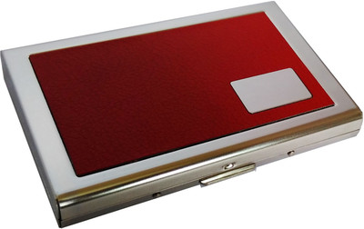 

Billionbag Steel Red Leather Aluminium Silver ATM 6 Card Holder(Set of 1, Silver, Red)