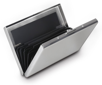 billionBAG Steel Plain Executive Pocket ATM 6 Card Holder(Set of 1, Silver)