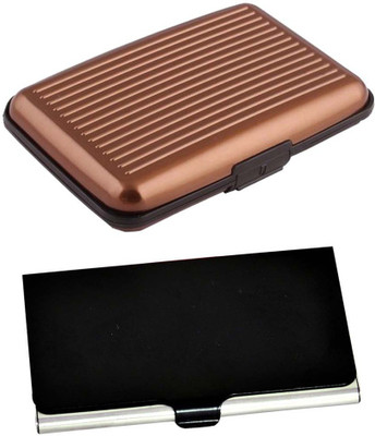 

Shine Fashion 15 Card Holder(Set of 2, Black, Silver, Brown)