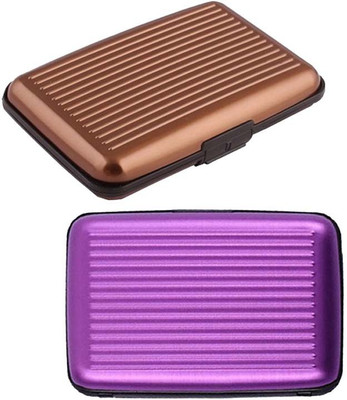 

Shine Fashion Men's 6 Card Holder(Set of 2, Brown, Purple)