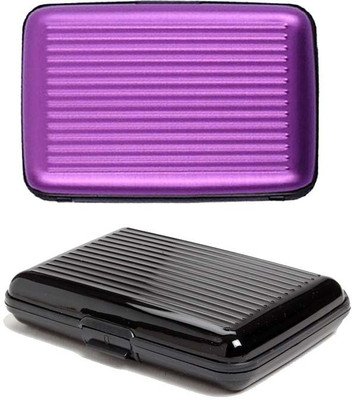 

Shine Fashion Men's 6 Card Holder(Set of 2, Black, Purple)