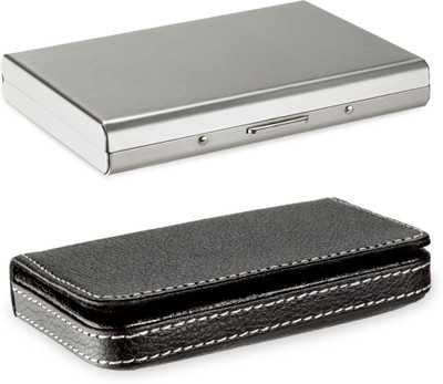 

Billiondeal High Quality | Combo of 2 | Steel Plain Business ATM And 1 Steel Card Holder And Full Black Soft ATM Card Holder 6 Card Holder(Set of 2, Silver)