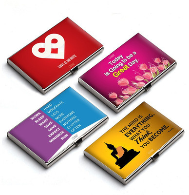 

QuoteSutra 10 Card Holder(Set of 4, Red, Multicolor, Pink, Yellow)