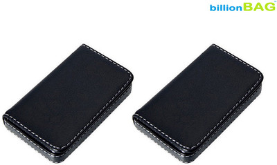 

Billionbag Full Soft Double Black Leather 15 Card Holder(Set of 2, Black)