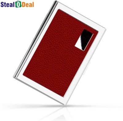 StealODeal Red Stainless Steel Pocket Business Credit Debit 6 Card Holder(Set of 1, Red)