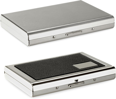 

Billiondeal High Quality | Combo of 2 | Steel Plain Stainless ATM And 1 Steel Card Holder And 1 Black Case Steel ATM Card Holder 6 Card Holder(Set of 2, Silver)
