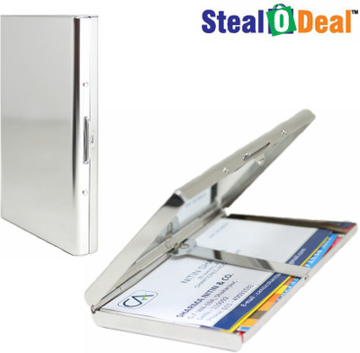 

Stealodeal Plain Metal Box II 15 Card Holder(Set of 2, Silver)