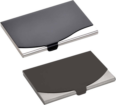 

Shine Fashion 15 Card Holder(Set of 2, Black, Silver)