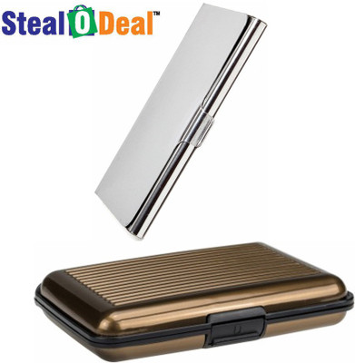 

Stealodeal Silver and Brown Security Credit/Debit 6 Card Holder(Set of 2, Silver, Brown)