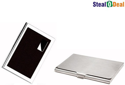 

Stealodeal Brown Business Atm Wallet With Steel 6 Card Holder(Set of 2, Brown, Silver)