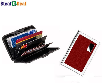 

Stealodeal Red Metal Waterproof Business Atm With Multicolor Plastic Aluma 6 Card Holder(Set of 2, Red, Multicolor)