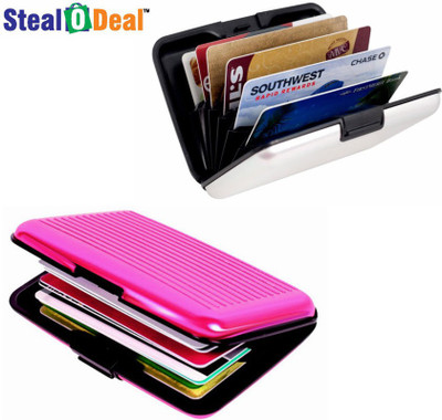 

Stealodeal Pink and White Security Credit/Debit 6 Card Holder(Set of 2, Pink, White)