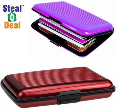 

Stealodeal Red and Purple Security Credit/Debit 6 Card Holder(Set of 2, Red, Purple)