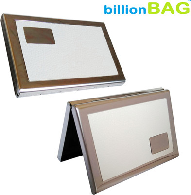

Billionbag | High Quality | White Leather Steel | Pack of 2 | 6 Card Holder(Set of 2, White, Silver)