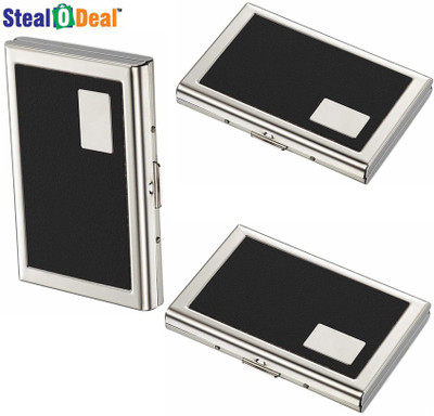 

Stealodeal 3pc Premium Black Metal 6 Card Holder(Set of 3, Black)