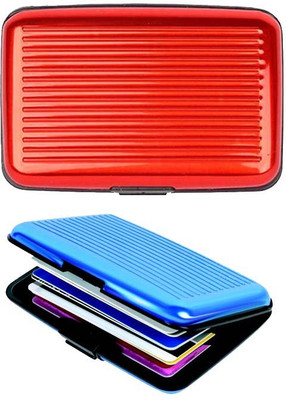 

Shine Fashion Men's 6 Card Holder(Set of 2, Blue, Red)