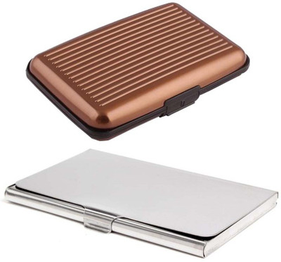 

Shine Fashion 20 Card Holder(Set of 2, Silver, Brown)