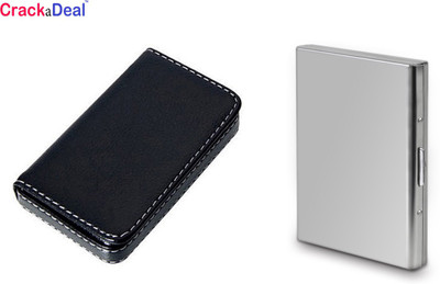 

CrackaDeal High Quality Steel Plain Luxury ATM & Soft Black Leather Business Purpose Visa Visiting 6 Card Holder(Set of 2, Multicolor)