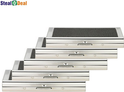 

Stealodeal Set of Black Leather Piece Metal 6 Card Holder(Set of 5, Black)