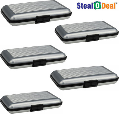 

Stealodeal 5 pc Grey Aluma Security Cash Credit 6 Card Holder(Set of 5, Grey)