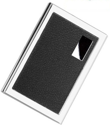 

BigBattle24 One Side Leather Steel 6 Card Holder(Set of 1, Black, Silver)