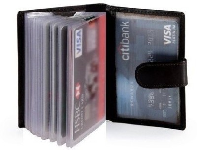 Star Leather 20 Card Holder(Set of 1, Black)