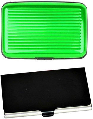 

Shine Fashion 15 Card Holder(Set of 2, Black, Silver, Green)