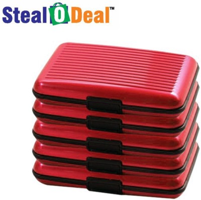 

Stealodeal 5 pc Red Aluma Security Cash Credit 6 Card Holder(Set of 5, Red)