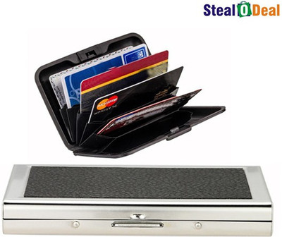 

Stealodeal Black Piece Leather Metal With Plastic Aluma 6 Card Holder(Set of 2, Black, Multicolor)
