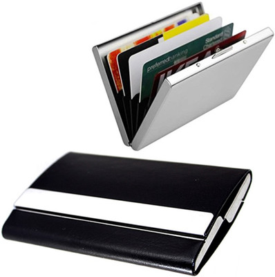 

Stealodeal Black two Side Open Steel With Plain Metal 30 Card Holder(Set of 2, Black)