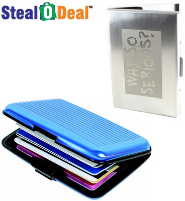 

Stealodeal Why So Serious  Plain Metal Debit/Credit With Plastic Aluma 20 Card Holder(Set of 2, Silver)