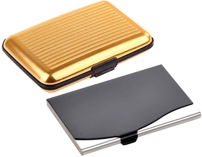 

Shine Fashion 15 Card Holder(Set of 2, Black, Silver, Gold)