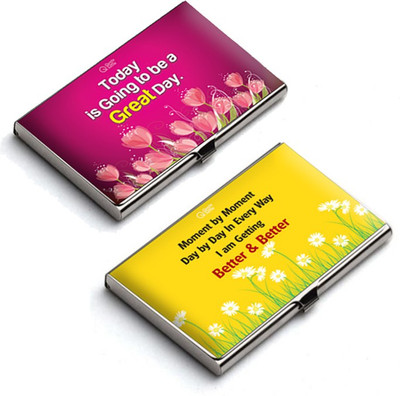 

QuoteSutra 10 Card Holder(Set of 2, Yellow, Pink)