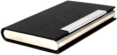 

Stealodeal Black Glossy Textured Steel 20 Card Holder(Set of 1, Black)