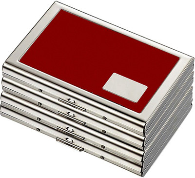 

Stealodeal |Pack of 4| Red Metal Credit/Debit Bracket High Quality 6 Card Holder(Set of 4, Red)