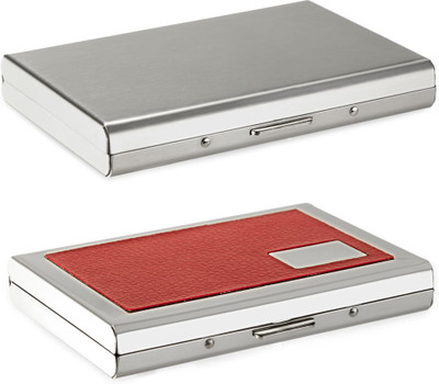 

Billiondeal High Quality | Combo of 2 | Steel Plain Metal Silver Pocket ATM And 1 Steel Card Holder And 1 Red Case Steel ATM Card Holder 6 Card Holder(Set of 2, Silver)