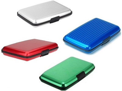 

FASTOP ATM Card Holder Aluminum Metal Case Box, Hard Case, Holder Business Card ID Wallet, credit and debit card holder 6 Card Holder(Set of 4, Multicolor)