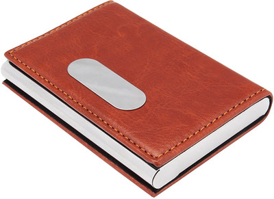 

7Trees Magnetic Closure 20 Card Holder(Set of 1, Brown, Silver)