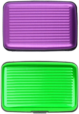 

Shine Fashion Men's 6 Card Holder(Set of 2, Green, Purple)