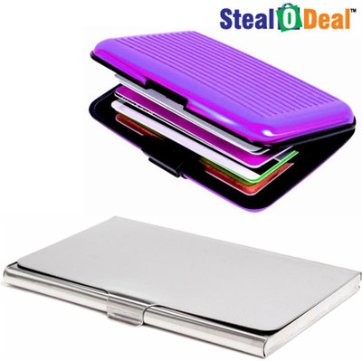 

Stealodeal Silver and Purple Security Credit/Debit 6 Card Holder(Set of 2, Silver, Purple)