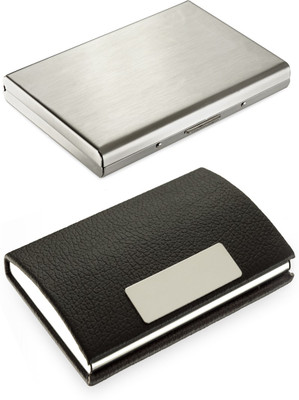 

Billiondeal High Quality | Combo of 2 | Steel Plain Metal Silver Pocket ATM And 1 Steel Card Holder And 1 White Case Steel ATM Card Holder 6 Card Holder(Set of 2, Silver)