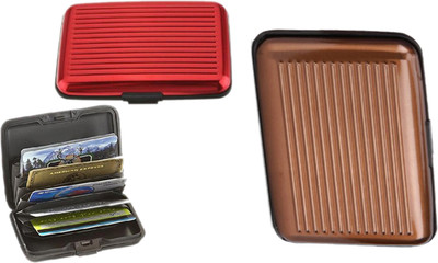 

Alexus 6 Card Holder(Set of 2, Red, Brown)