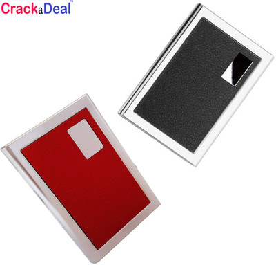 

CrackaDeal High Quality Steel Black Leather Professional ATM & Steel Red Leather Executive ATM 6 Card Holder(Set of 2, Multicolor)