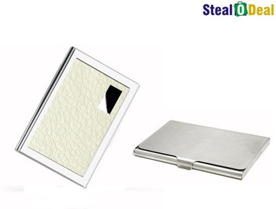 

Stealodeal White Business Atm Wallet With Steel 6 Card Holder(Set of 2, White, Silver)