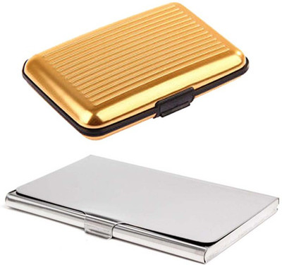 Shine Fashion 20 Card Holder(Set of 2, Silver, Gold)