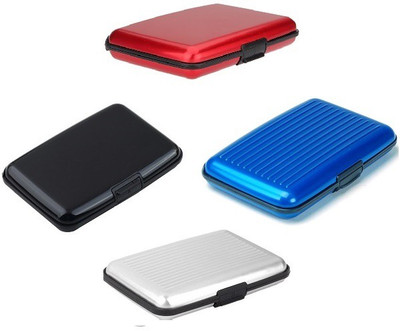 

FASTOP ATM Card Holder Aluminum Metal Case Box, Hard Case, Holder Business Card ID Wallet, credit and debit card holder 6 Card Holder(Set of 4, Multicolor)
