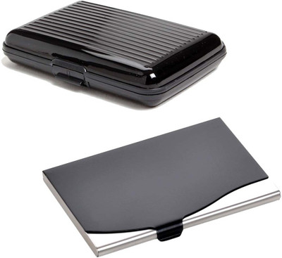 

Shine Fashion 15 Card Holder(Set of 2, Black, Silver)