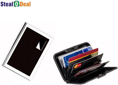 

Stealodeal Brown Metal Waterproof Business Atm With Multicolor Plastic Aluma 6 Card Holder(Set of 2, Brown, Multicolor)