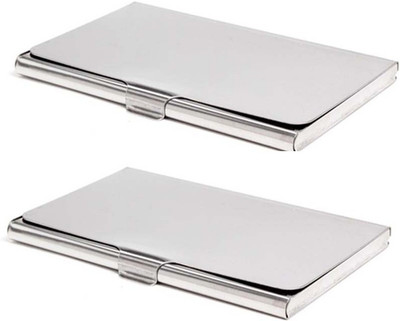 

Shine Fashion 10 Card Holder(Set of 2, Silver)
